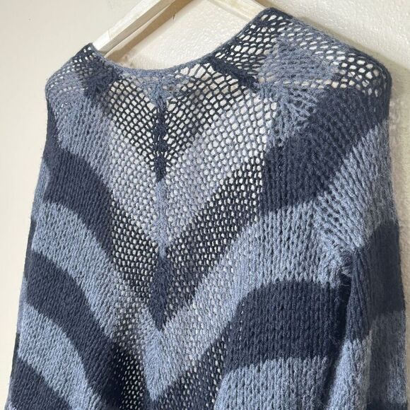 Lucky Brand Sweater Women's XS/S Gray Striped Open Front Cardigan Alpaca Blend - Picture 3 of 10